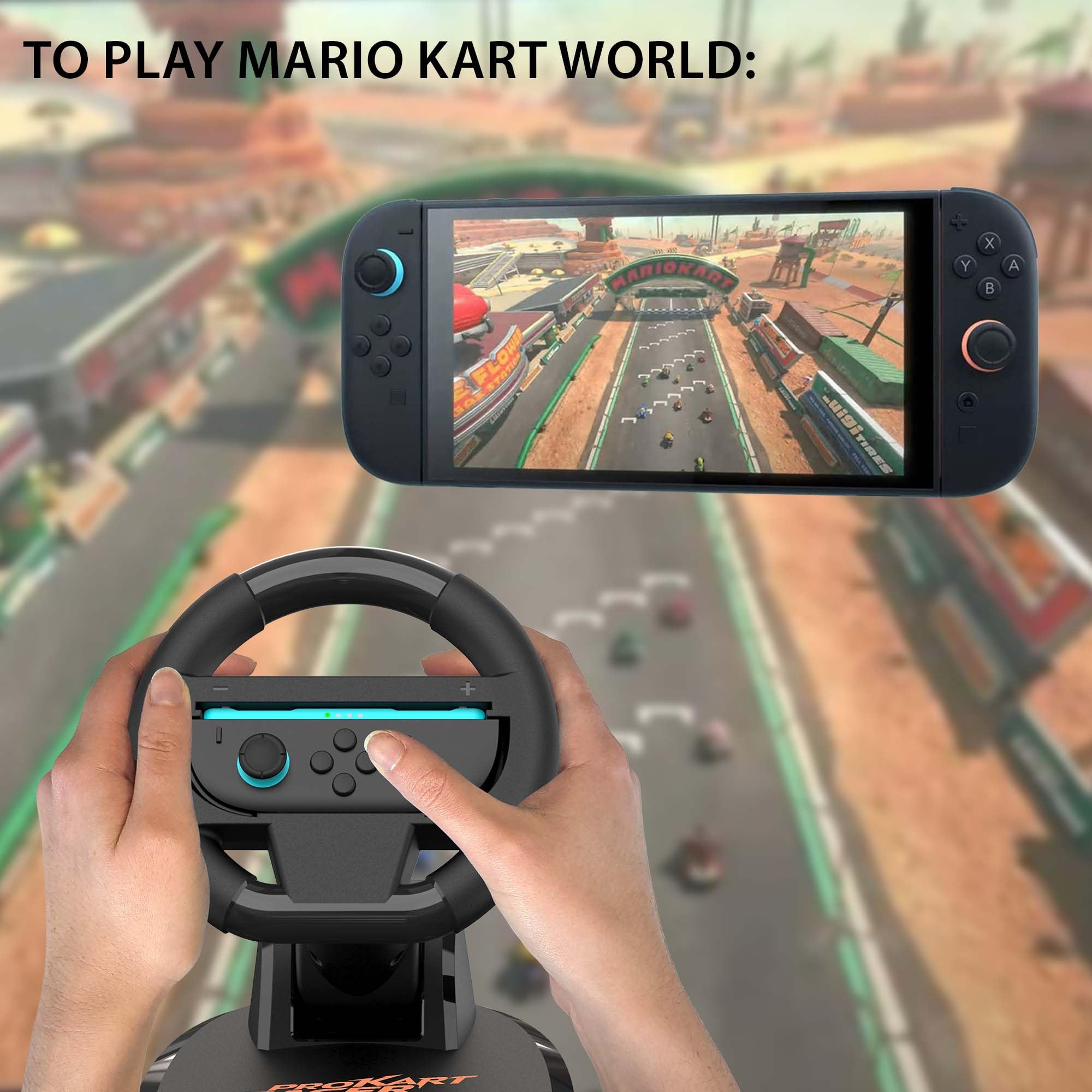 SUBSONIC - Set di 2 ruote da corsa per Joy-Con Nintendo Switch e Switch 2 - Ruote da corsa pieghevoli con supporto e ventosa compatibili con Joycon Switch e Switch 2 - Nero