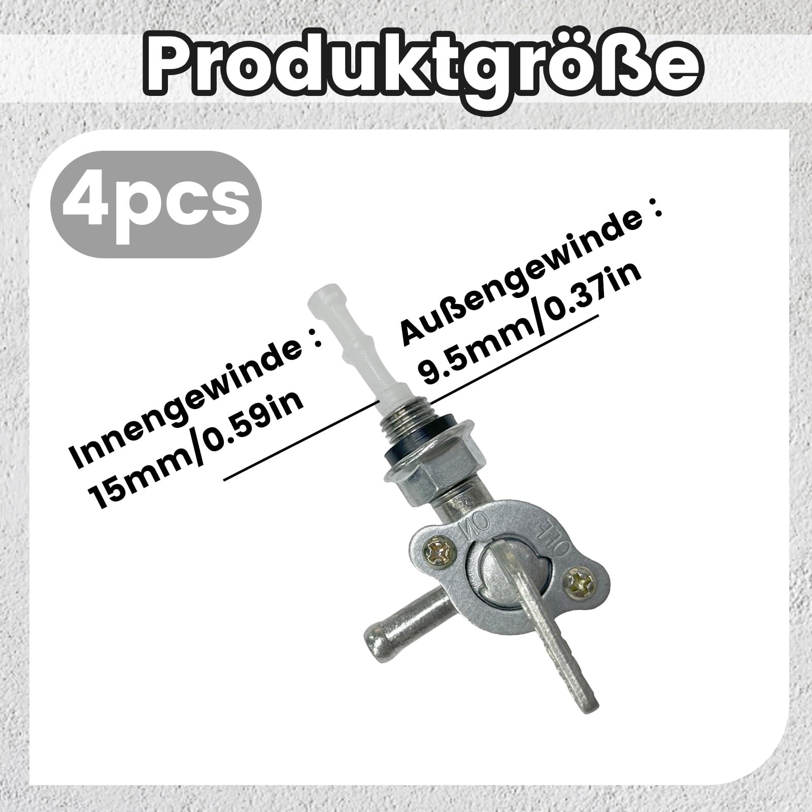 4 Stück Benzinhahn, Kraftstoffschalter Mit 8mm Anschluss, Ventilpumpe Petcock Öltankhahn Petcock Ventil M10 X 1,25, Benzinhahn Universal Benzinhahn Stromerzeuger Schalter Benzinhahn Für Generator