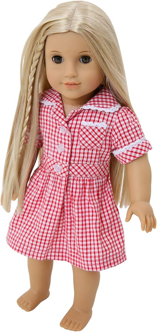 doll Frilly Lily School Summer Uniform Dress, Choice of Colours [Dress Only] to Fit Dolls 14-18 INS [35-45CM], Such as American Girl, Bonnie and Pearl, Hannah by Gotz, Happy Kidz, Design a Friend, Kidz and Cats, Precious Day Girl