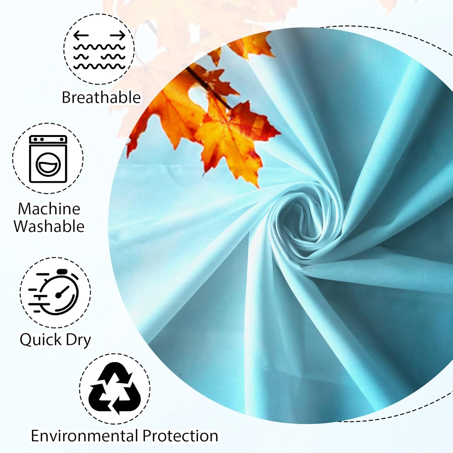 Renaiss 72x72 Inches Fall Shower Curtain Autumn Maple Leaves Yellow Orange Leaf Farmhouse Fabric Shower Curtains Set for Bathroom Decor Thanksgiving Harvest Bath Curtain Waterproof with Hooks