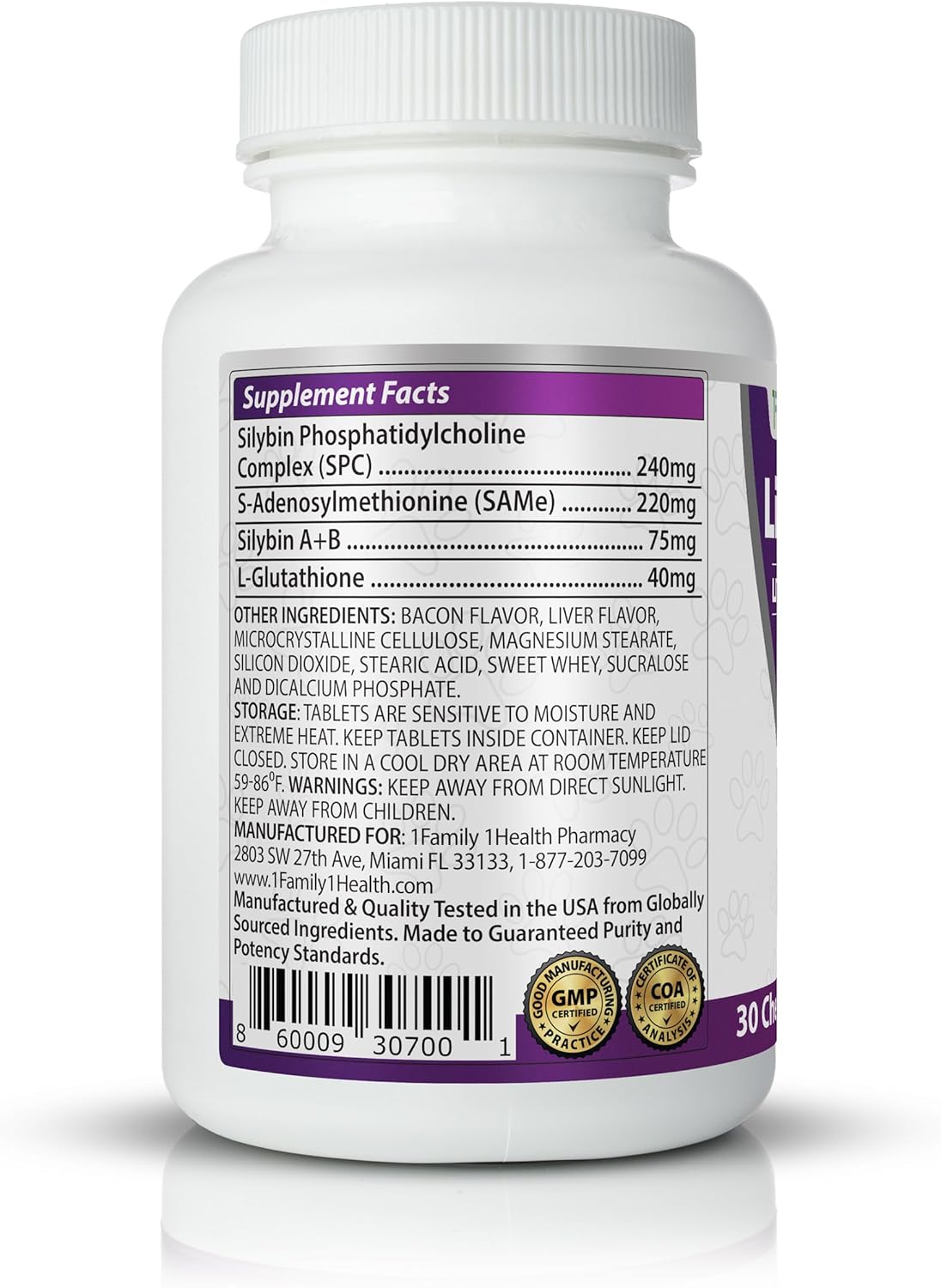 Comprehensive Liver Support Supplement for Large Dogs. Flavorful Chewable Tablets Combining Same, SPC, Silybin A+B, + Glutathione 30Ct (Large)