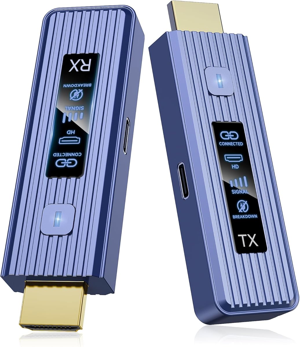 𝟐𝟎𝟐𝟔 𝟓𝐭𝐡-𝐆𝐞𝐧 Wireless HDMI Transmitter and Receiver, 360FT/110M Extender, 4K Decode & 1080P Output, Plug & Play, 5.8G+2.4G Streaming Video and Audio for PC/Laptop/TV Box/Monitor