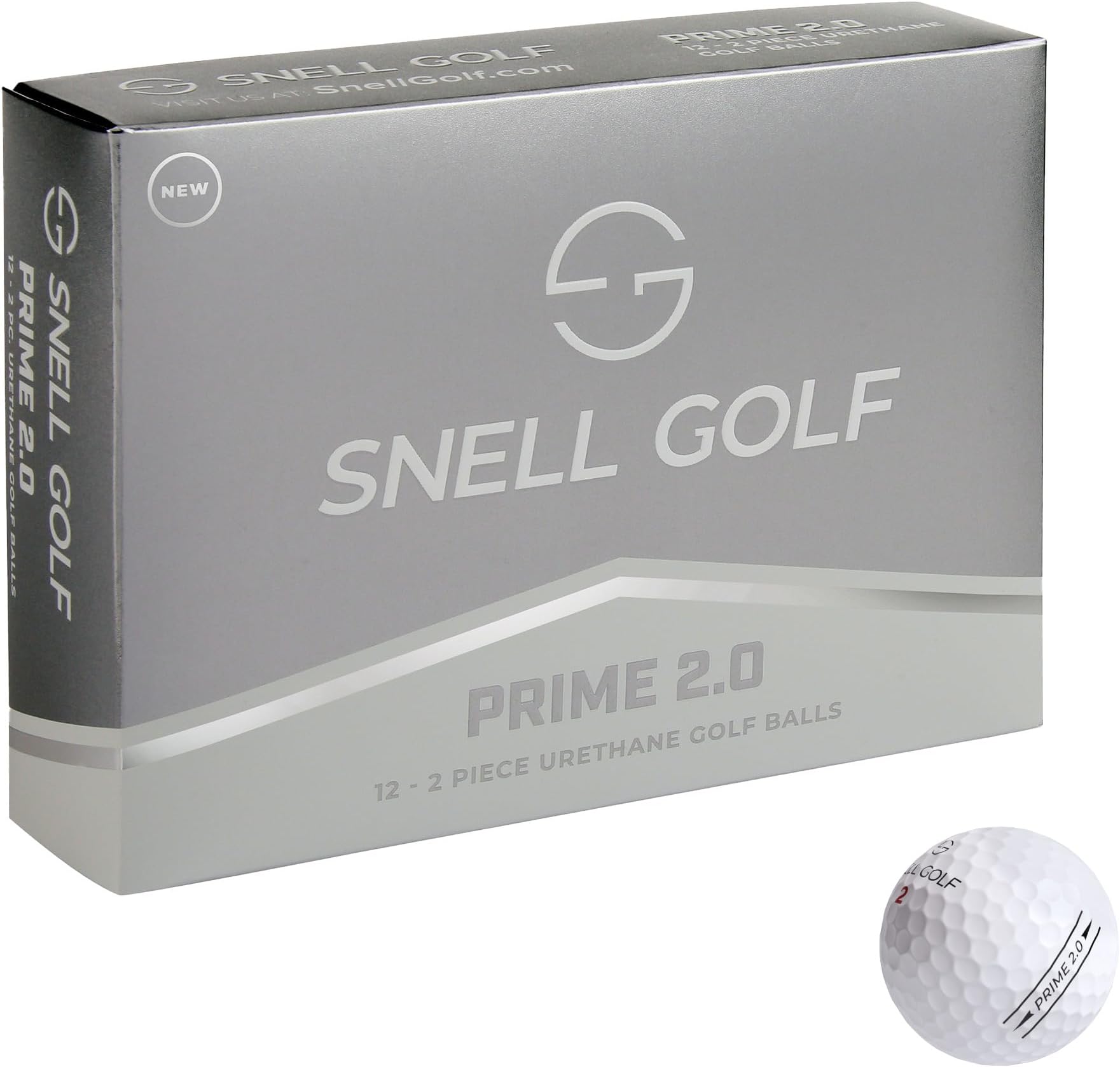 Snell Golf Prime 2.0 Golf Ball 2-Piece Construction - New XV3 Urethane Cover - 80-85 Compression Range