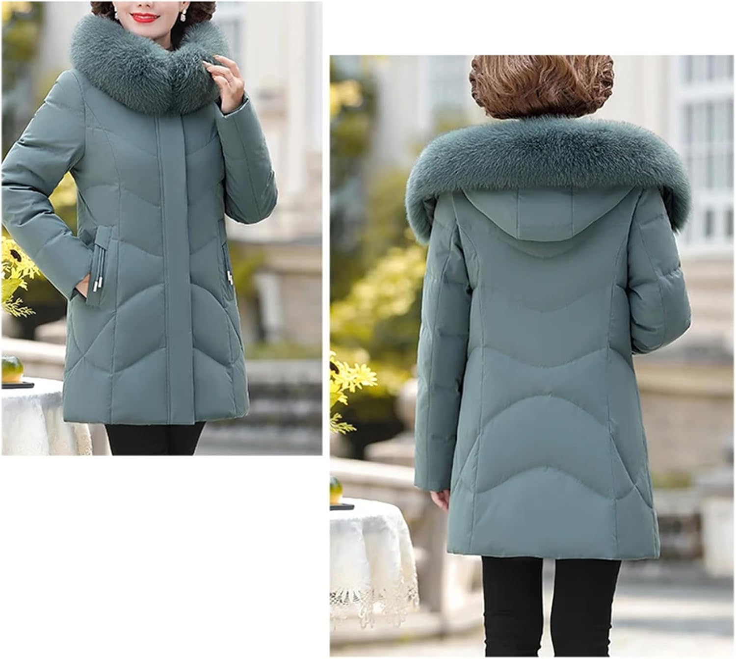 Women's Winter Middle-Aged Mother Duck Down Coats Thick Warm Parkas Outerwear Hooded Puffer Jacket