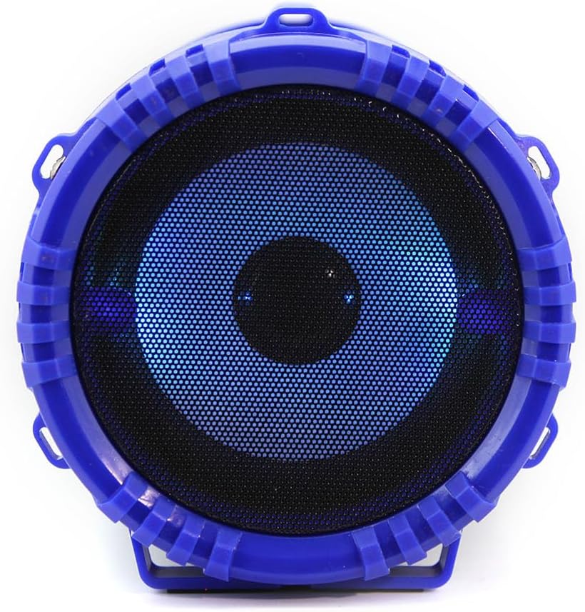 Emerson EAS-3001 Portable Bluetooth Speaker with Carrying Strap, Multicolor LED Lighting, Built-in Rechargeable Battery, AUX Input, USB Charging, and Dual Speakers – Ideal for Outdoor and On-The-Go
