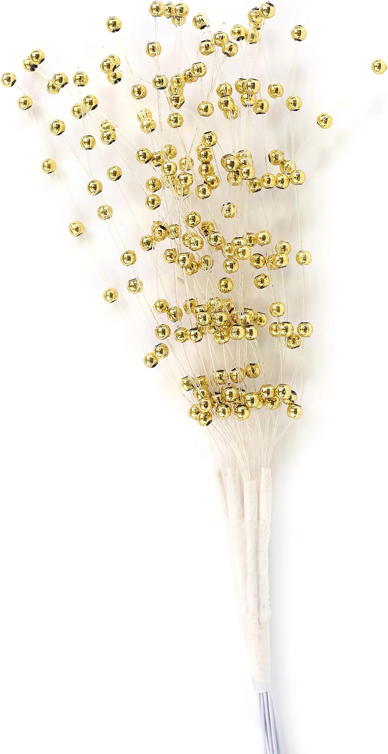Floral Accessories - Pearl Sprayzz Rd, Gold, Miscellaneous, 12 Pieces