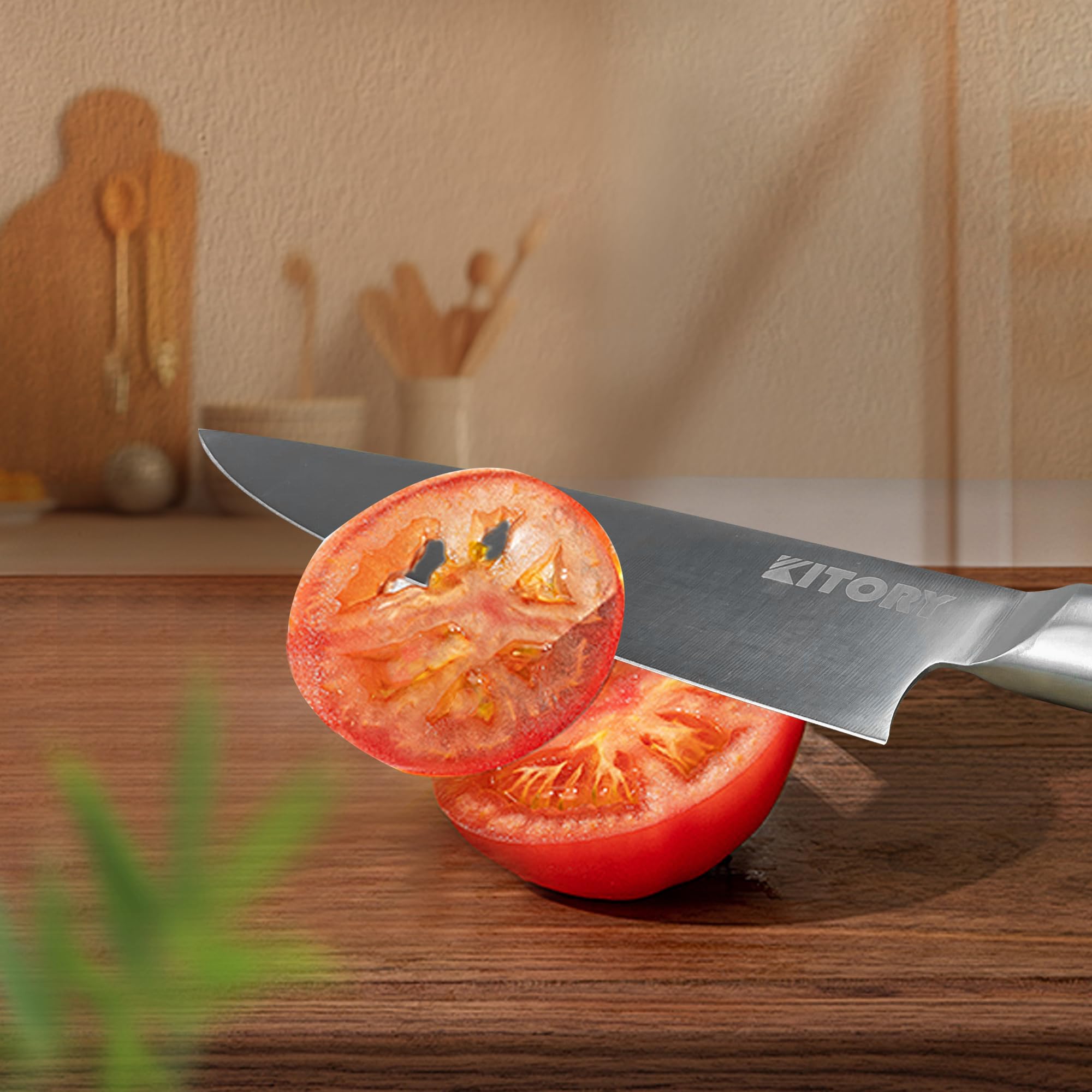 Kitory Chef Knife 8" - Japanese Style Pro Kitchen Knife - Forged German High Carbon Steel - Full Tang Pakkawood Handle-Gift Box included — Amazon image 3