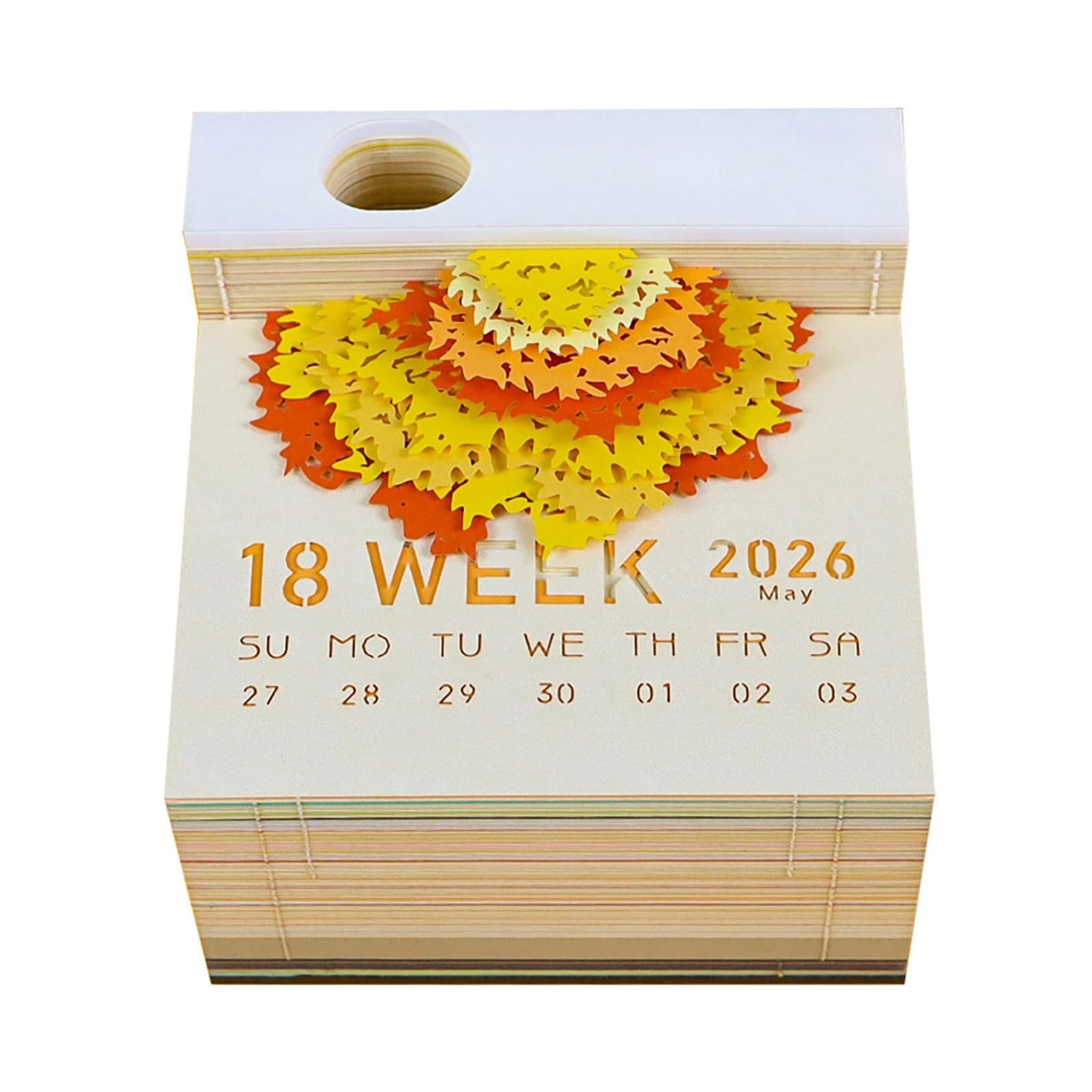 Motivationskalender Kalender 2026, Schreibtisch-Notizblock mit 3D-Katzenmotiv aus Papier, Geschenkidee Coole Geschenke für Kollegen(Four Seasons Tree-A,Without Light)