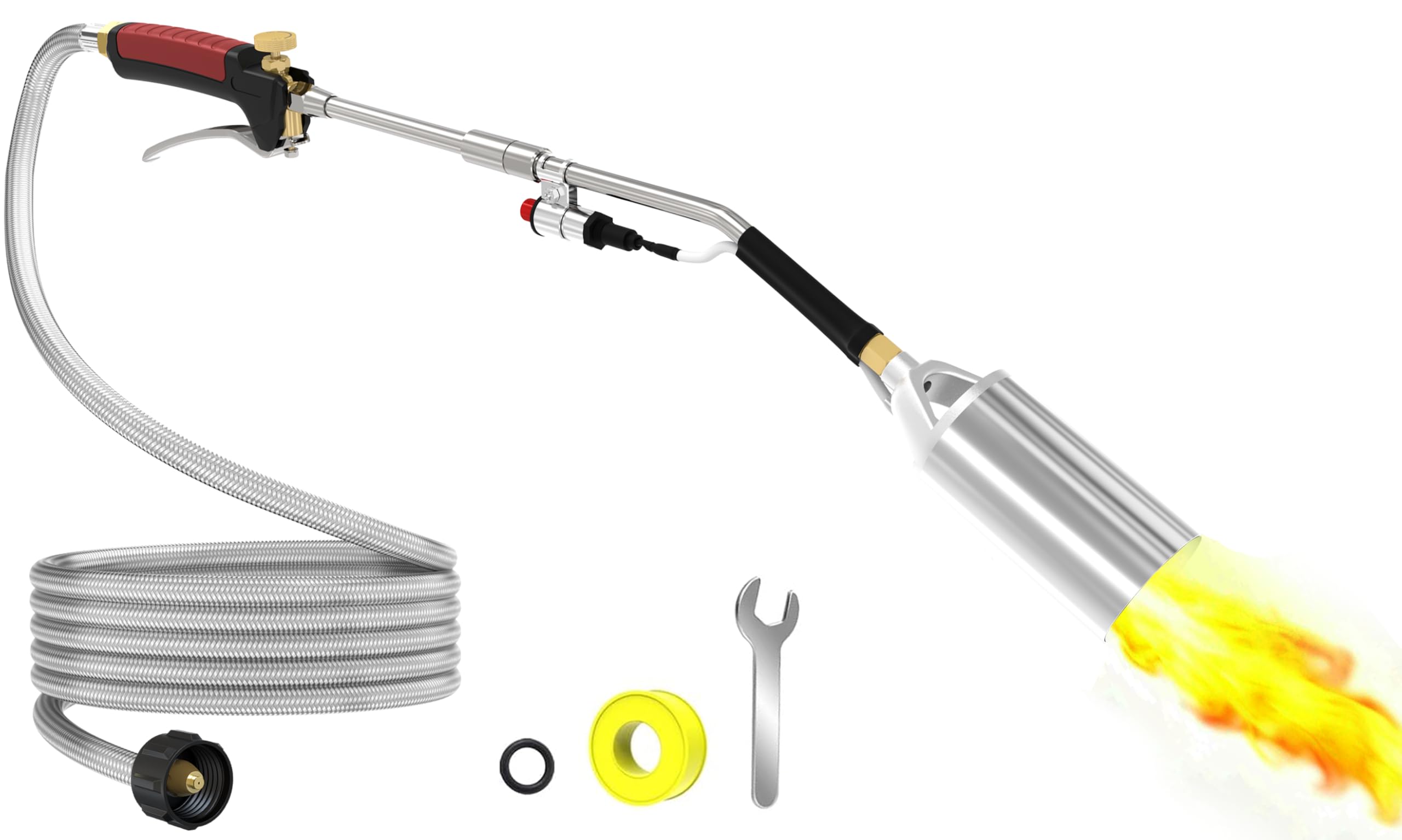 Heavy Flamethrower Propane Torch Weed Burner Kit 10FT Hose for 1-20lb Tanks