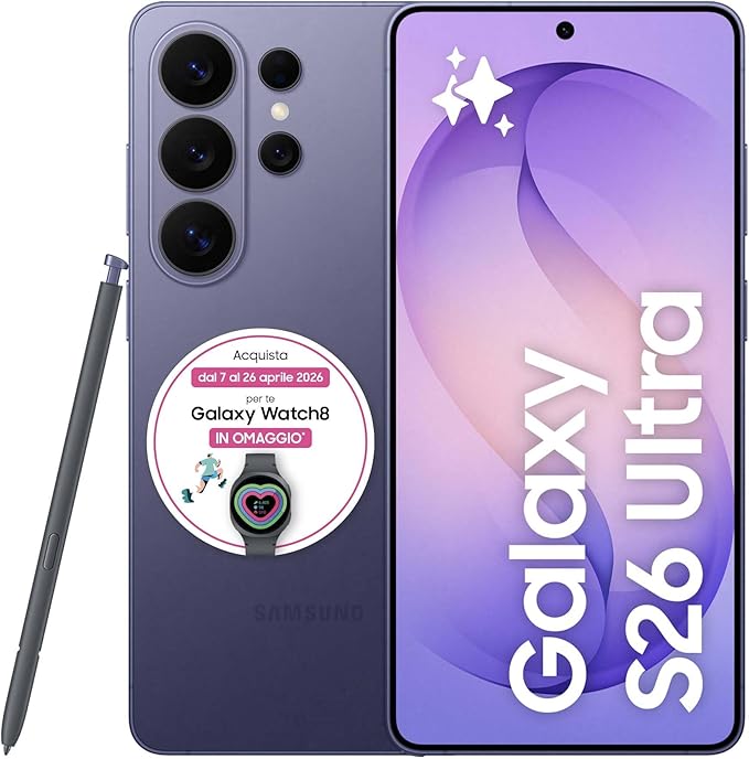 Samsung Galaxy S26 Ultra Smartphone AI, 256GB, 3 anni di Garanzia, Privacy Display Integrato, Processore Potente, Assistente Foto, Camera 200 MP, 5000 mAh, Cobalt Violet [Versione italiana]