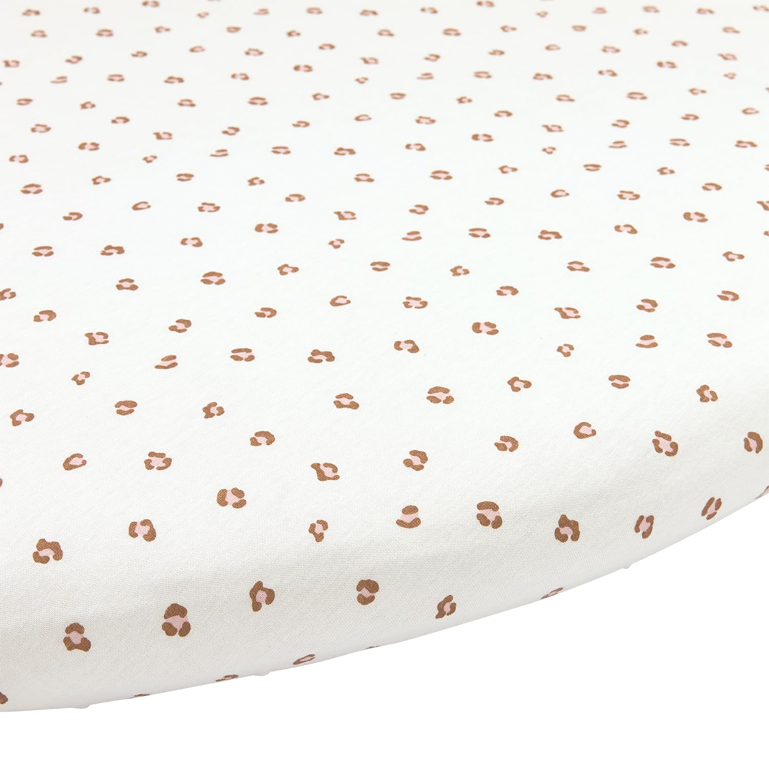 Meyco Baby Printed Jersey Fitted Sheet - Mini Panther Soft Pink - Round 90/95 cm - Oeko-Tex Standard 100