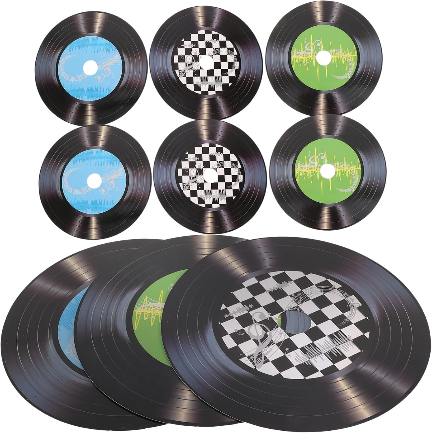 9pcs Retro Paper Record Wall Ornaments for Music Themed Home Decor