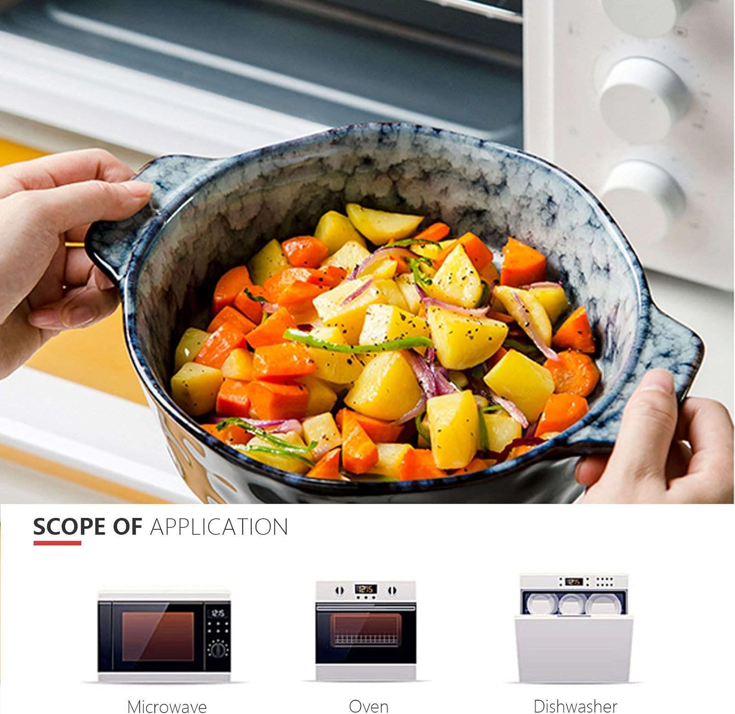 Suppenschüssel aus Keramik Porzellan-Keramik-Suppennudelschüssel, französische Zwiebelsuppe(9.5inch)