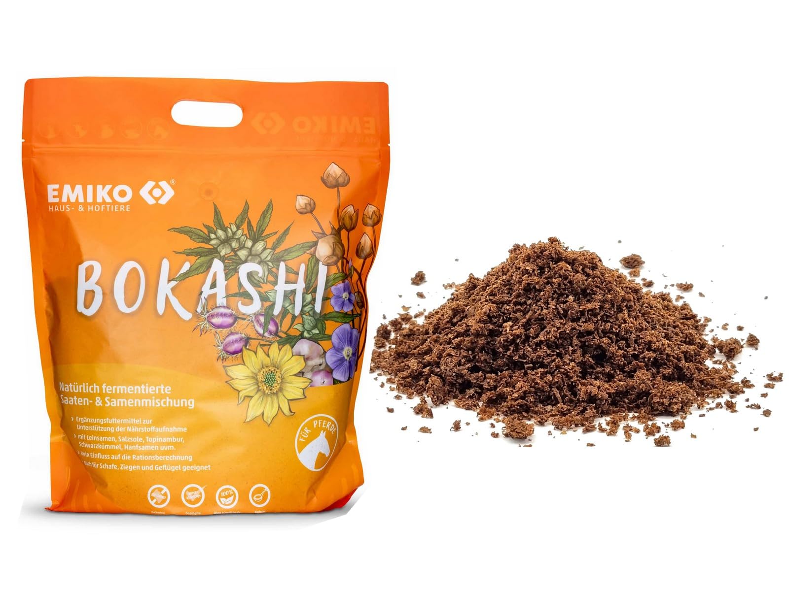 Emiko HorseCare Bokashi 8kg für Pferde, Haus- & Hoftiere mit Mikroorganismen