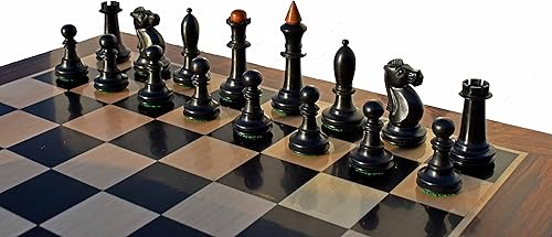 Miniatura 6 de Juego completo de ajedrez de madera de la serie Shkolnik, boj envejecido y ebonizado de 3.5 pulgadas, piezas de ajedrez ponderadas King con tablero