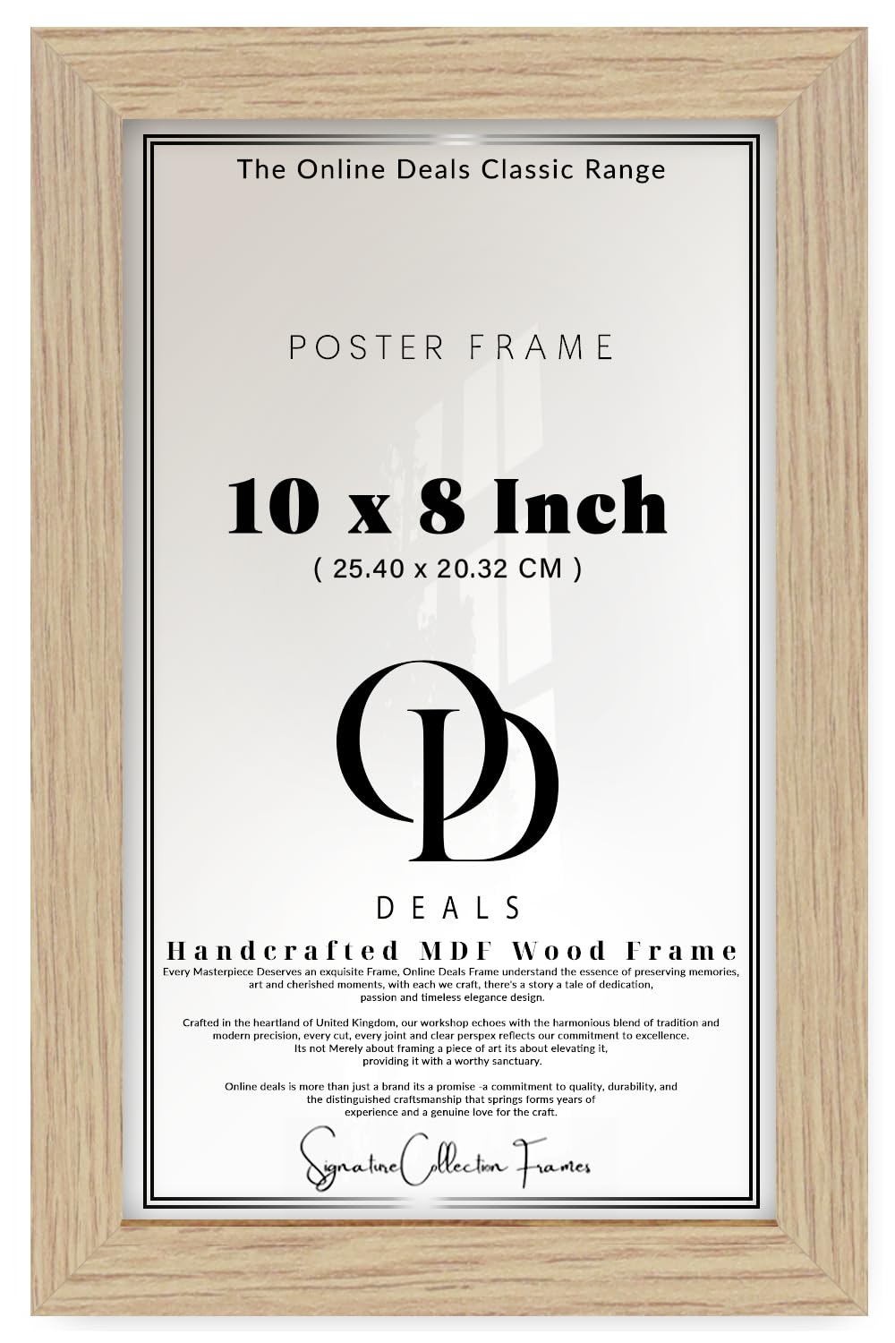 OD Deals — Contemporary 10 X 8 Inch Poster Frame | Premium Perspex Vertical And Horizontal Display — Ideal Living Room Accent (25.40 X 20.32 CM) Oak — Sleek Profile For Posters And Prints