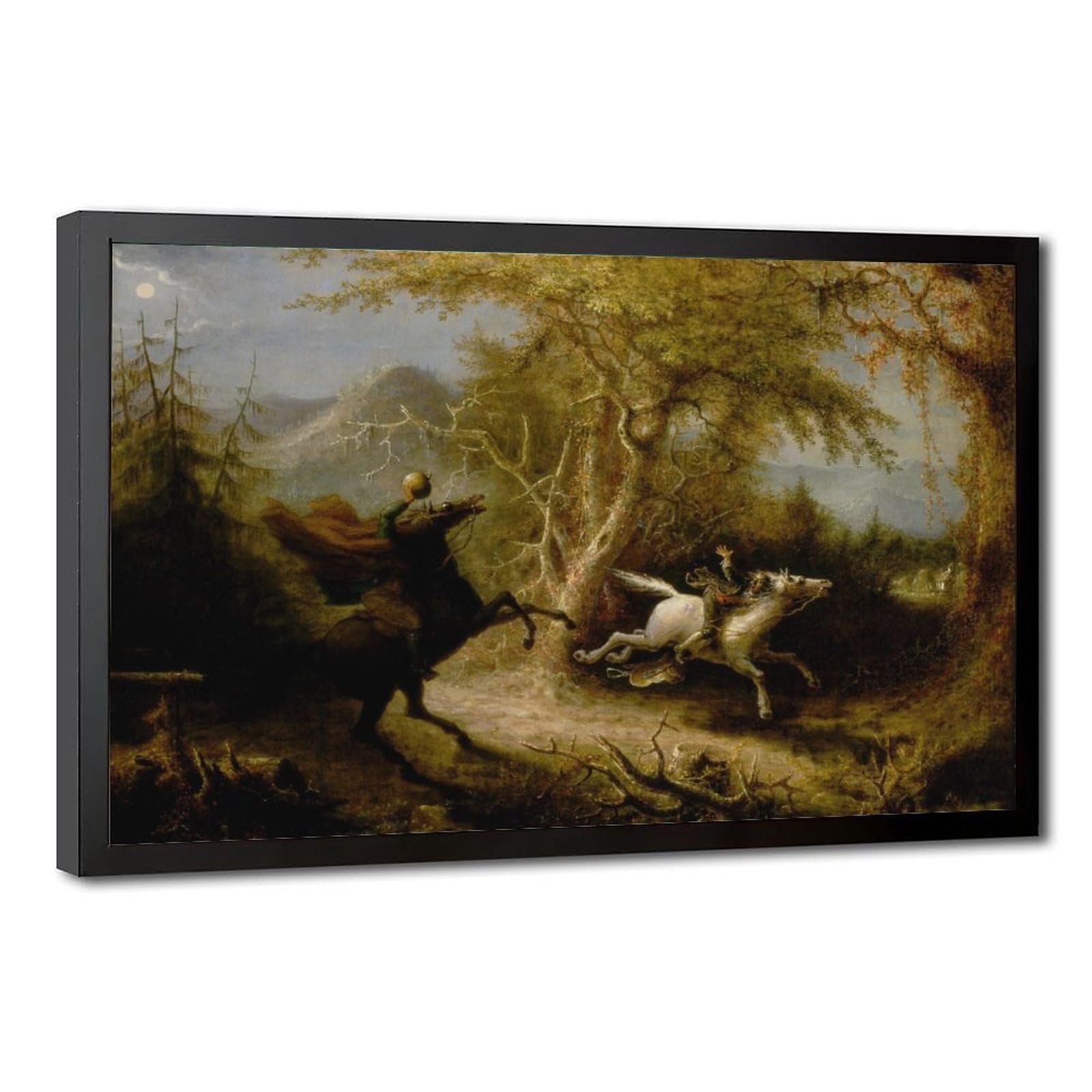 WCYB John Quidor Legend of Sleepy Hollow Headless Horseman Pursuing Ichabod Crane 1858 Prints Posters Canvas Deco Paintings Wall Art For Office Hangable Fr