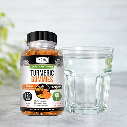 Miniatura 6 de Kaya Naturals Gomitas de suplementos de cúrcuma - Curcumina de cúrcuma Pure Nature - Gomitas de jengibre - Extracto de pimienta negra - 120 unidades