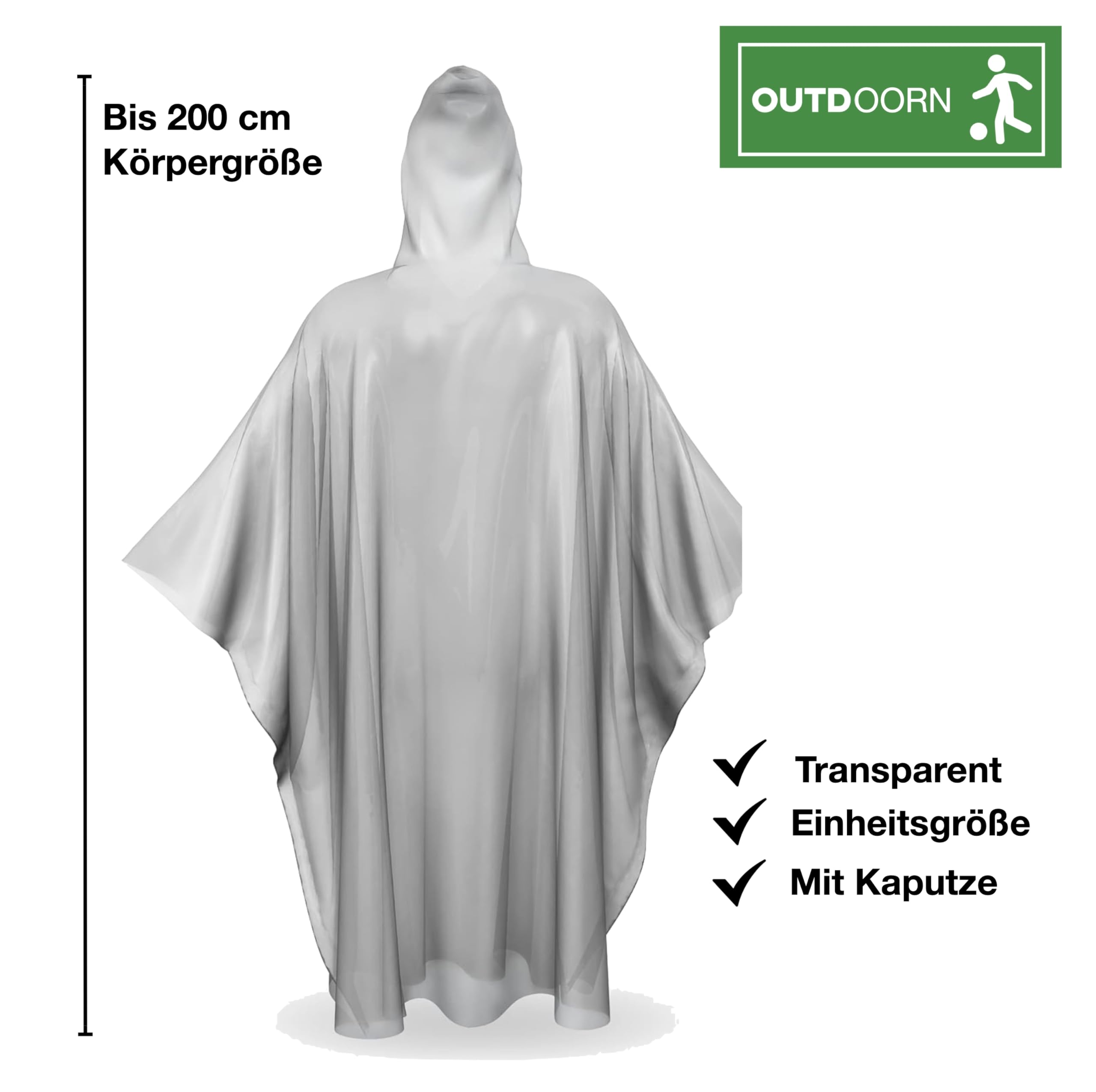 80x Einweg Regenjacke & Regenponcho mit Kaputze - Regenjacke mit Kapuze - Universalgröße: transparent und wasserdicht