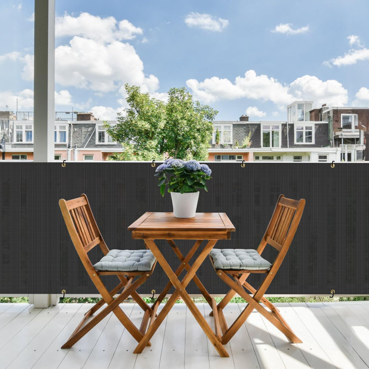 E&K Sunrise 3' x 2' Balcony Privacy Fence Screen Cover with Zip Ties Outdoor Screen Fence UV Protection for Deck Patio Backyard Apartment Pool Porch (Black)
