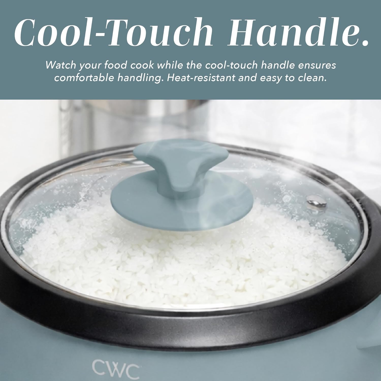 COOK WITH COLOR 6 Cup Rice Cooker 300W - Effortless Cooking and Perfectly, Cooks 3 Cups of Raw Rice for 6 Cups of Cooked Rice, Slate Blue