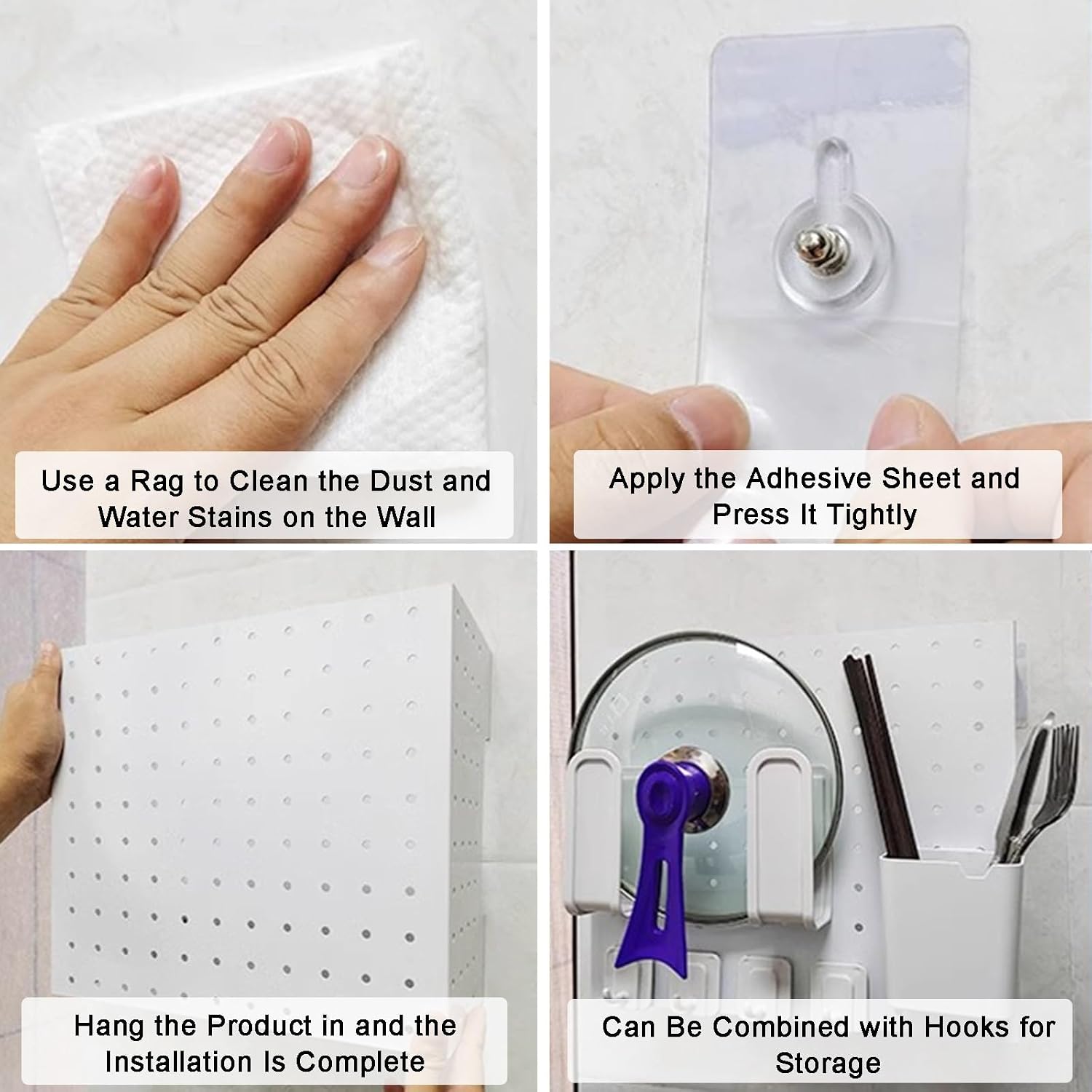 White Metal Pegboard Organizer Kit for Wall Mount - Craft Room, Garage, Office Decor with Pipe Shielding Accessories (40x15x30cm) - Perfect Storage Solution