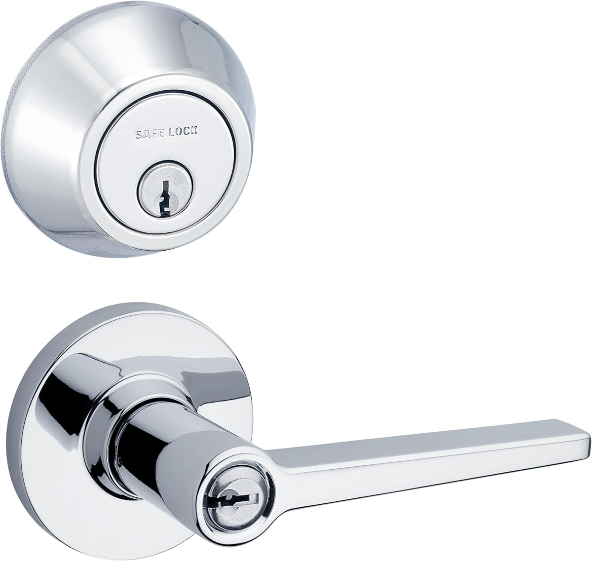 Safe Lock - Daylon Keyed Entry Lever & Deadbolt Combo Pack, Polished Chrome