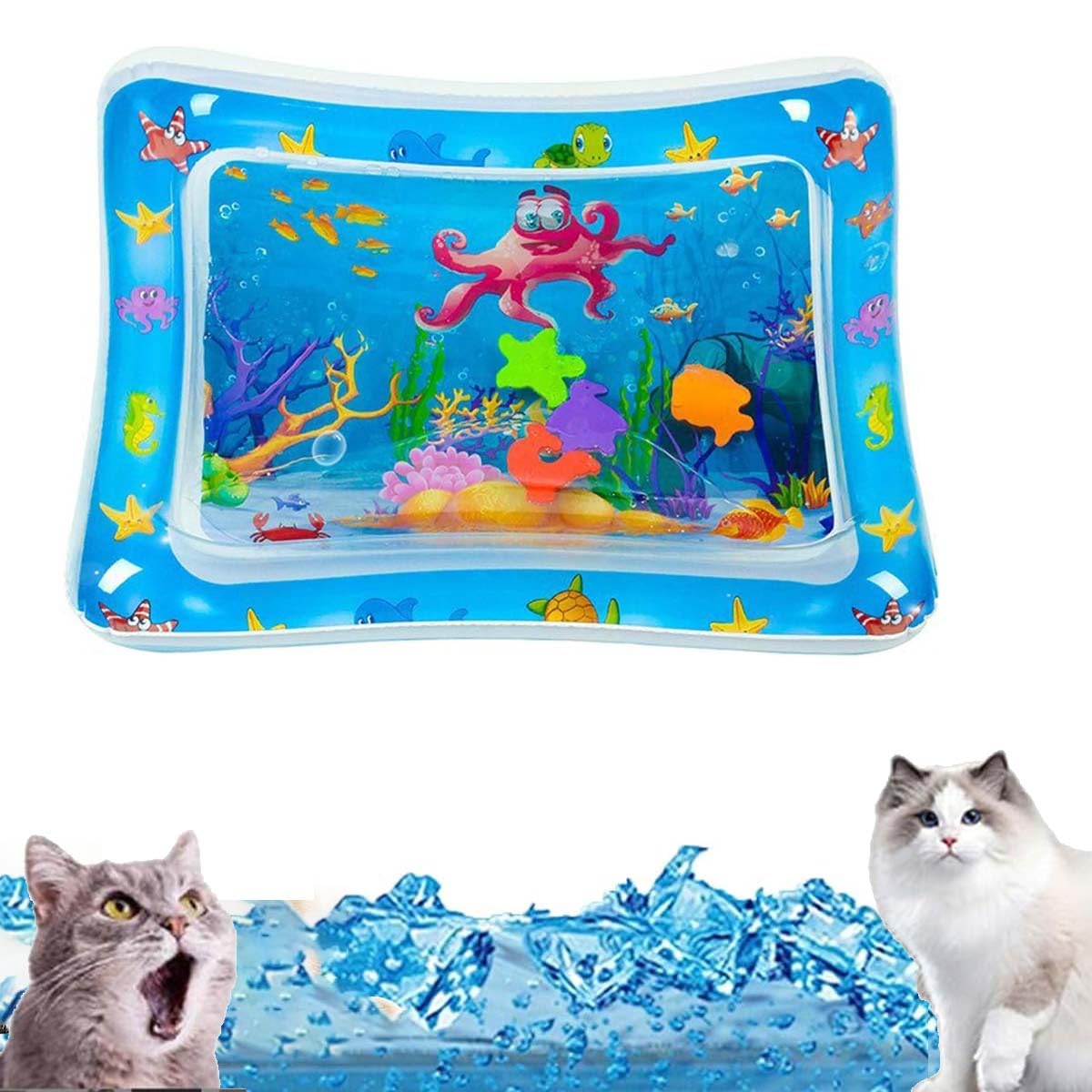 Sensor Water Play mat for Cats, Cat Play and Cooling Water Mat, Interactive Sensory Plays Pad for Cats & Dogs (A3)