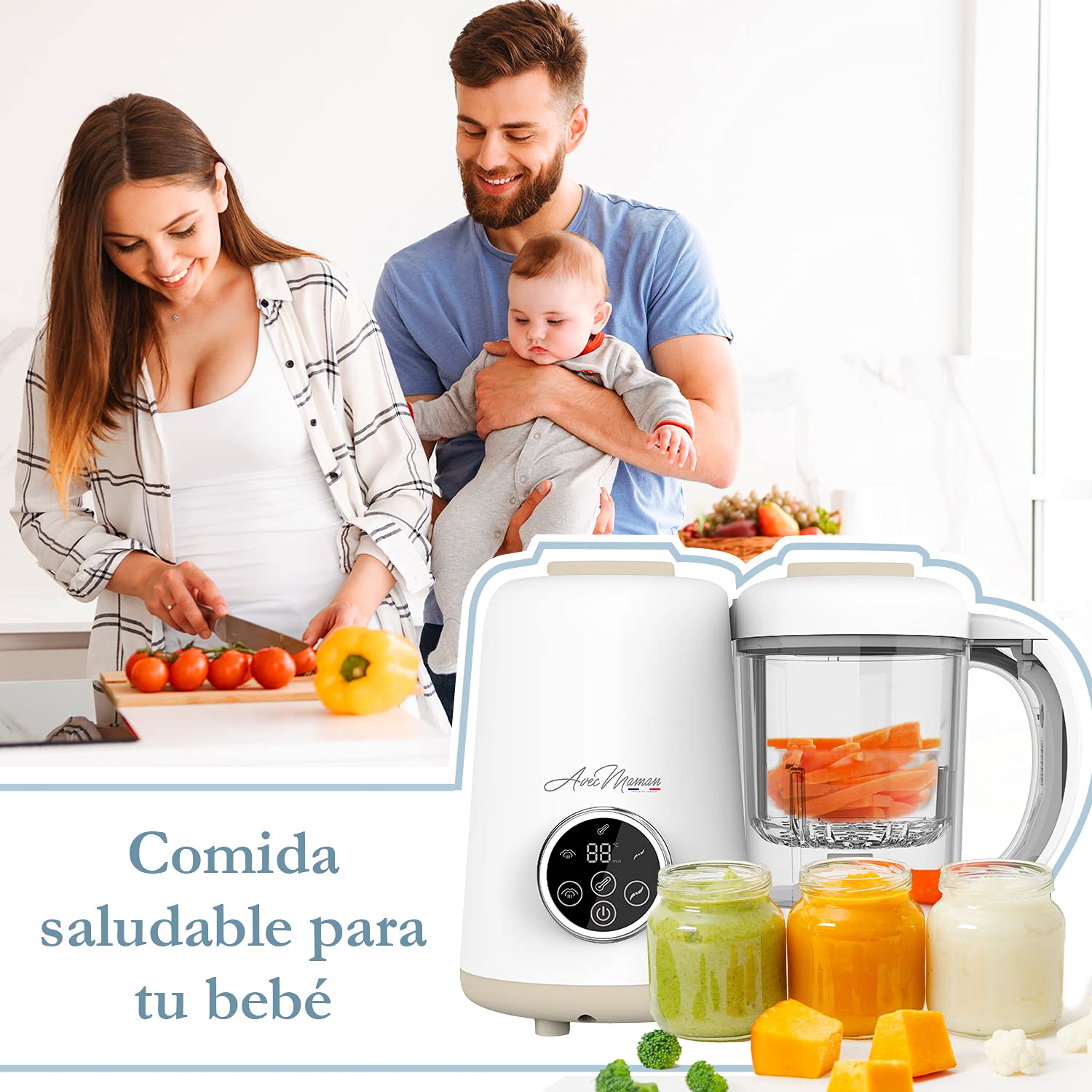 Baby Chef - NUEVO 2023 - Procesador de alimentos 4 en 1 para bebés - Vapor - Trituradora - Calienta biberones - Esterilizador y limpia biberones - Libre de BPA
