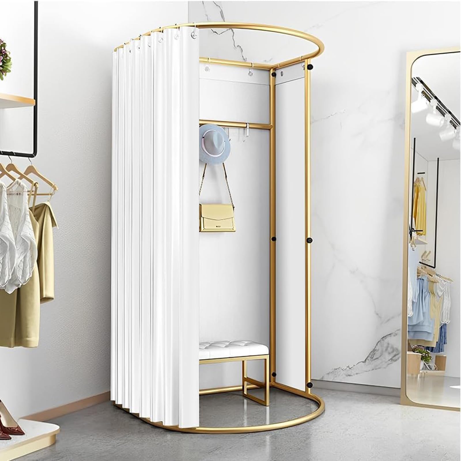 Camerino Portatile Spogliatoio Mobile 85x80x200cm | Tenda Cambio Abiti Per Negozi & Fiere - Foto 3