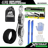 Vista 4 de XSTRAP STANDARD Polipasto de cuerda resistente con resistencia a la rotura de 2,000 LB, 50 pies de cuerda, estructura con rodamientos de ruedas