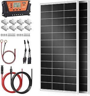 Module solaire monocristallin,Panneau solaire monocristallin type N, IP68 pour batterie 12V pour camping-car, bateau, camping-car, maison (200w*2 white kit)