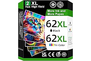 HP 62XL Ink Cartridges Black and Color, 2-Pack