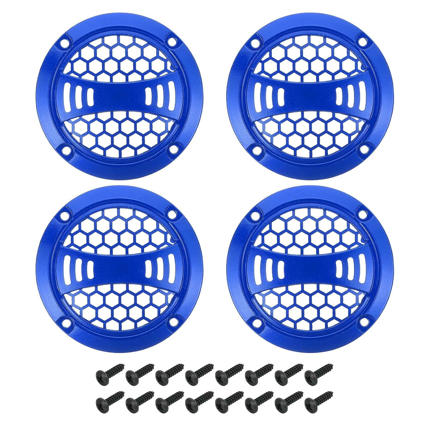 MECCANIXITY 4 Pcs 2inch Blue Speaker Grill Mesh Plastic Woofer Guard Protector Dust Cover Blue Decorative Circle Plastic Frame with Screws for Home Audio Car Speaker Replacement