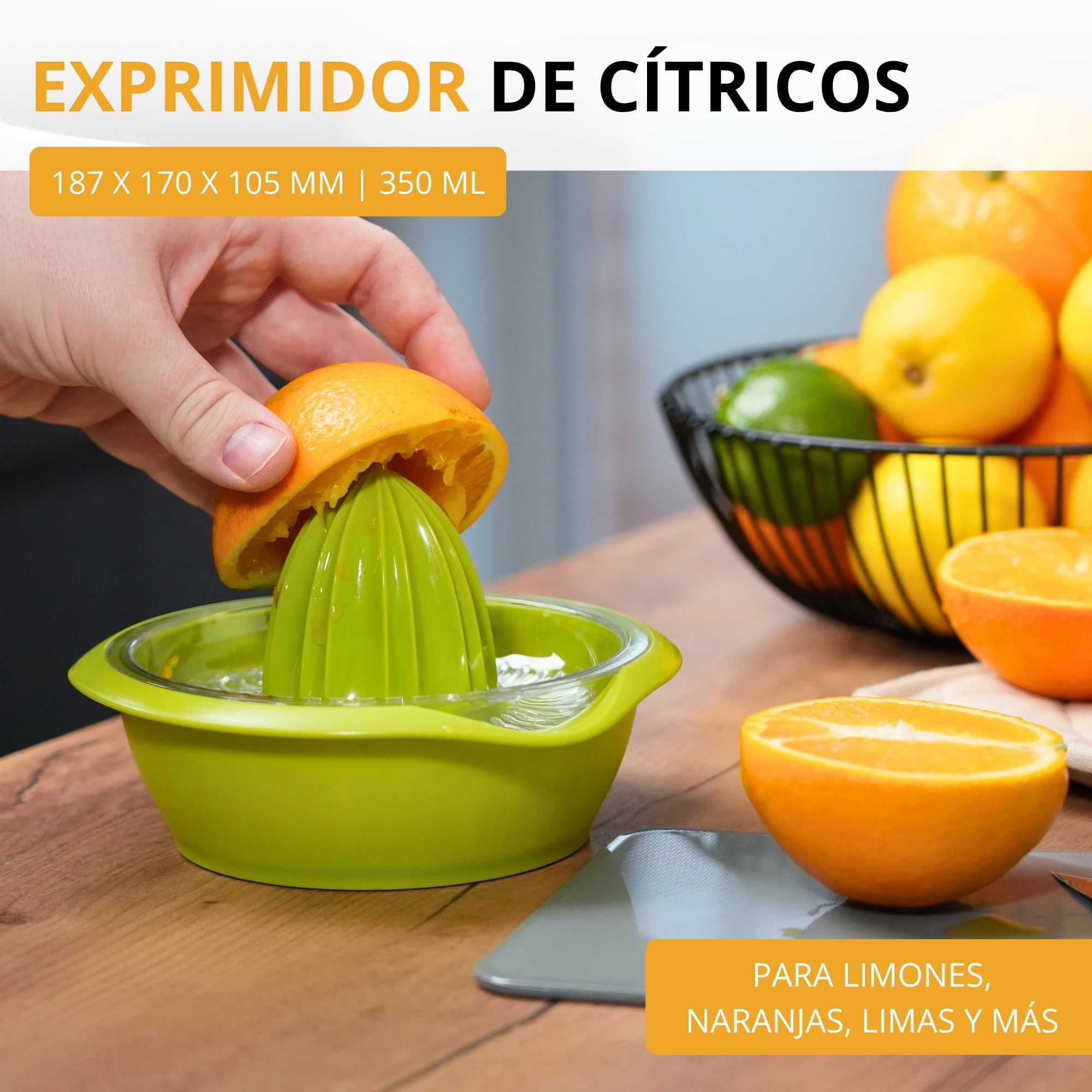Westmark Exprimidor de limón/cítricos con recipiente, Diámetro: 18,7 cm, Capacidad: 0,5 litros, Plástico, Limetta, Verde manzana, 3091227A
