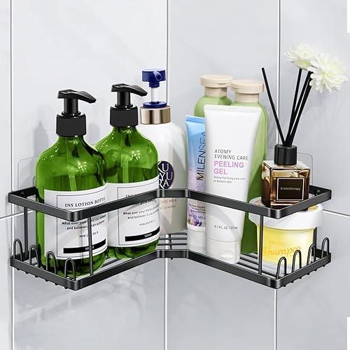 Miniatura 3 de Organizador de ducha esquinero, estantes de baño adhesivos colgantes, organizadores de baño y almacenamiento para ducha interior, accesorios de