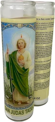 Miniatura 8 de Veladora sin esencia San Judas Tadeo, oración para el trabajo 14 oz vaso grande una pieza vela de oración, una pieza