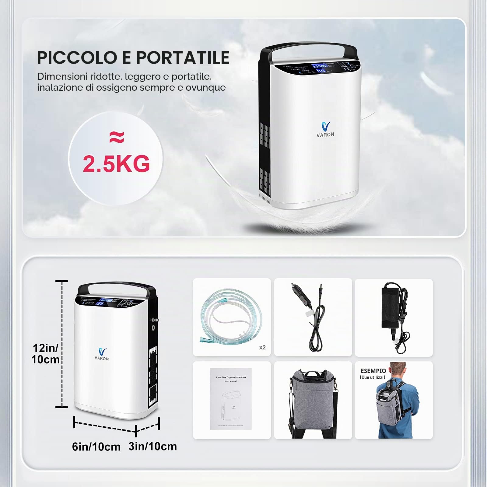 Concentratore di ossigeno portatile, (1-5 file) la portata di ossigeno può essere regolabile, 93%±3% ossigenatore per la casa macchina di ossigeno per la casa e la casa