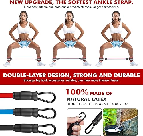 Miniatura 3 de HOXWC - Bandas de resistencia de tobillo con puños, bandas de tobillo para entrenamiento, banda de resistencia de tobillo para piernas, equipo de