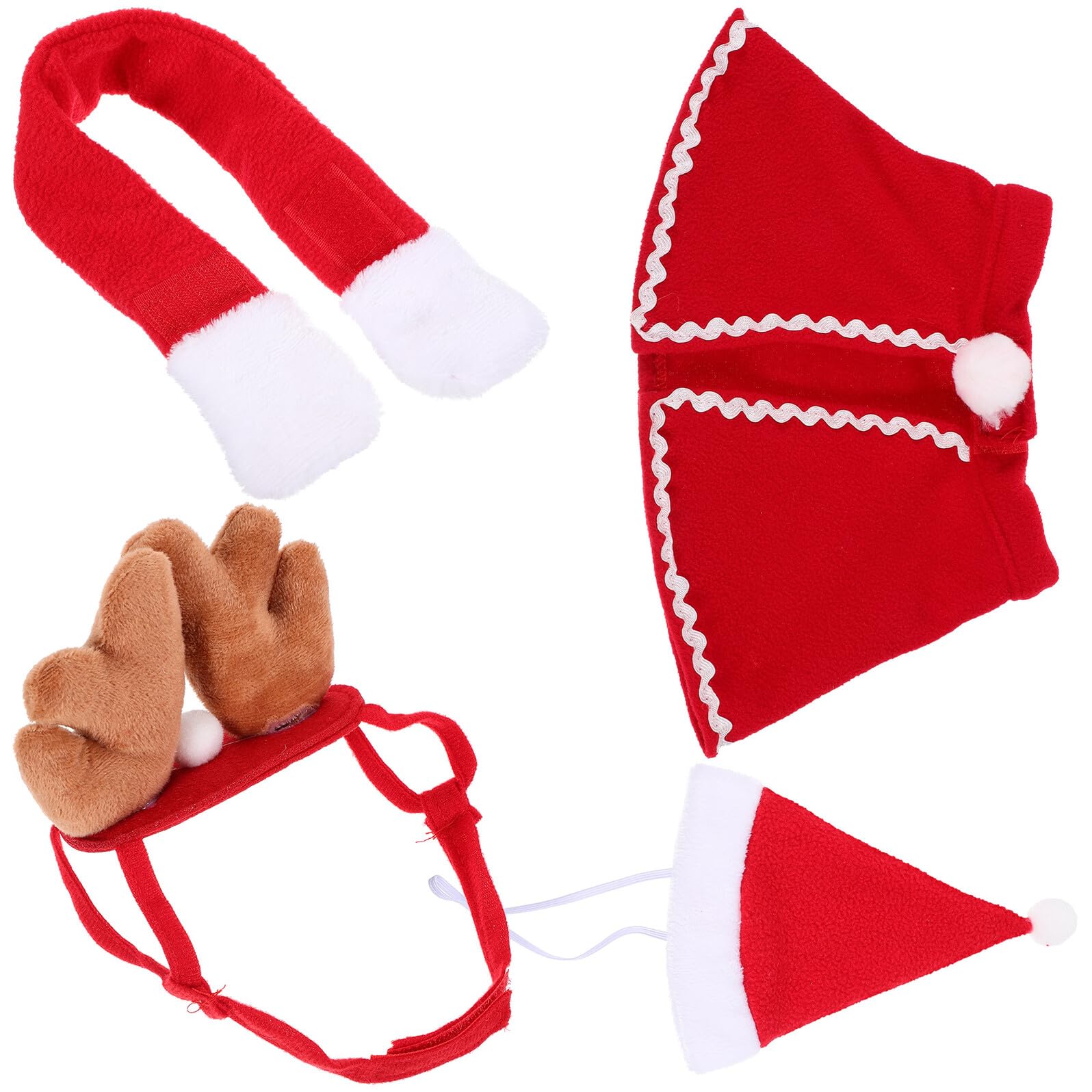 Conjunto navideño para mascotas Hemobllo con abrigo rojo M, bufanda y diadema