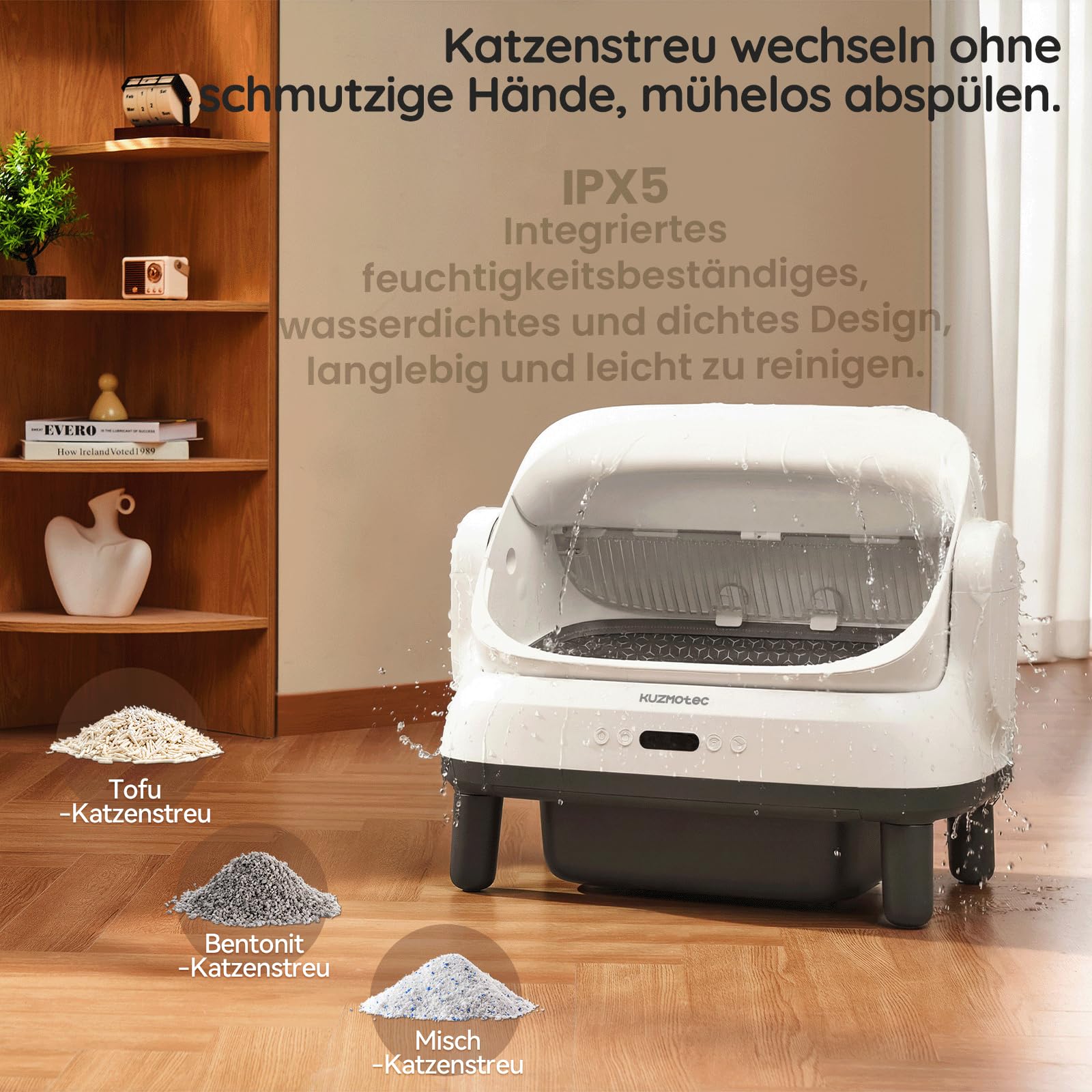 Selbstreinigende Katzentoilette 120L XXXL, Automatisches Katzenklo mit App-Steuerung & Geruchsbeseitigung, Elektrisches Katzenklo mit 8-fachem Schutz, Ideal für große Katzen & Mehrkatzenhaushalte