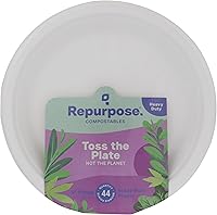 Repurpose Compostable 9-Inch Plates, 44 Count - Eco-Friendly Disposable Dinnerware for Sustainable Meals