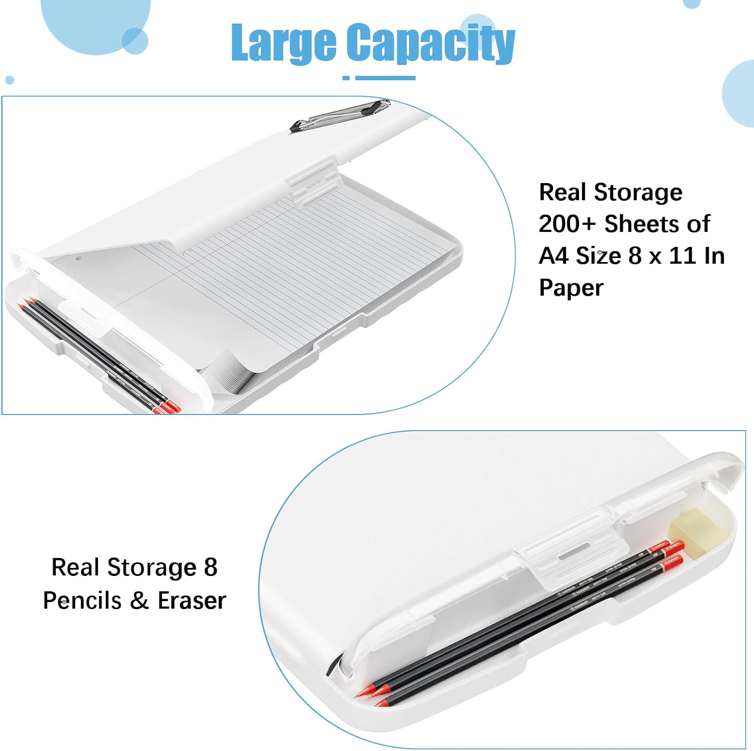 Hongri Clipboard with Storage with Pencil Case, 8.5 x 11 Storage Clip Board image 3