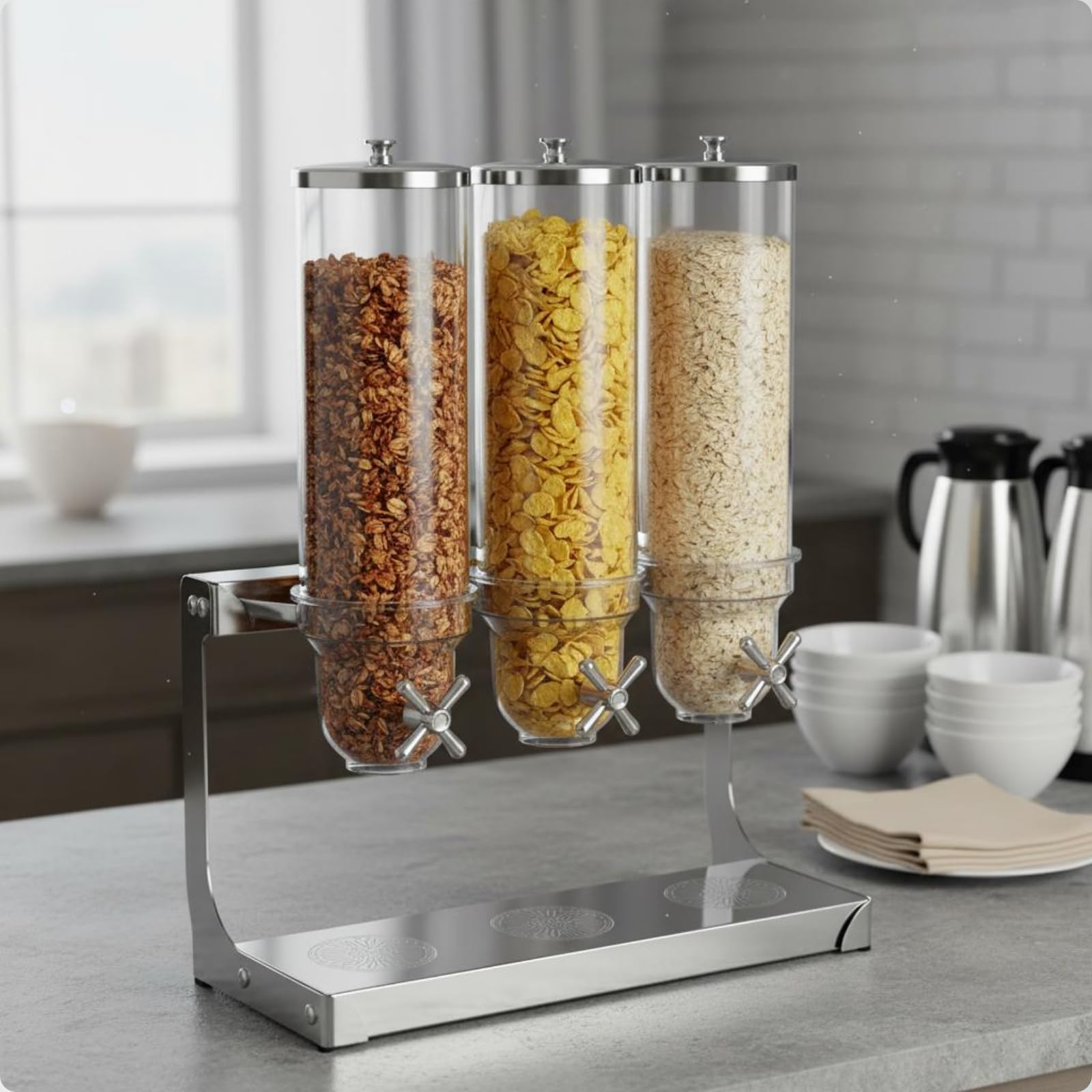 Dispenser di Cereali Dispenser di Grani Contenitore Alimentare Dosatore da Banco Distributore per Alimenti Secchi con Struttura Stabile E Uscita, 3.5L Singola Testa