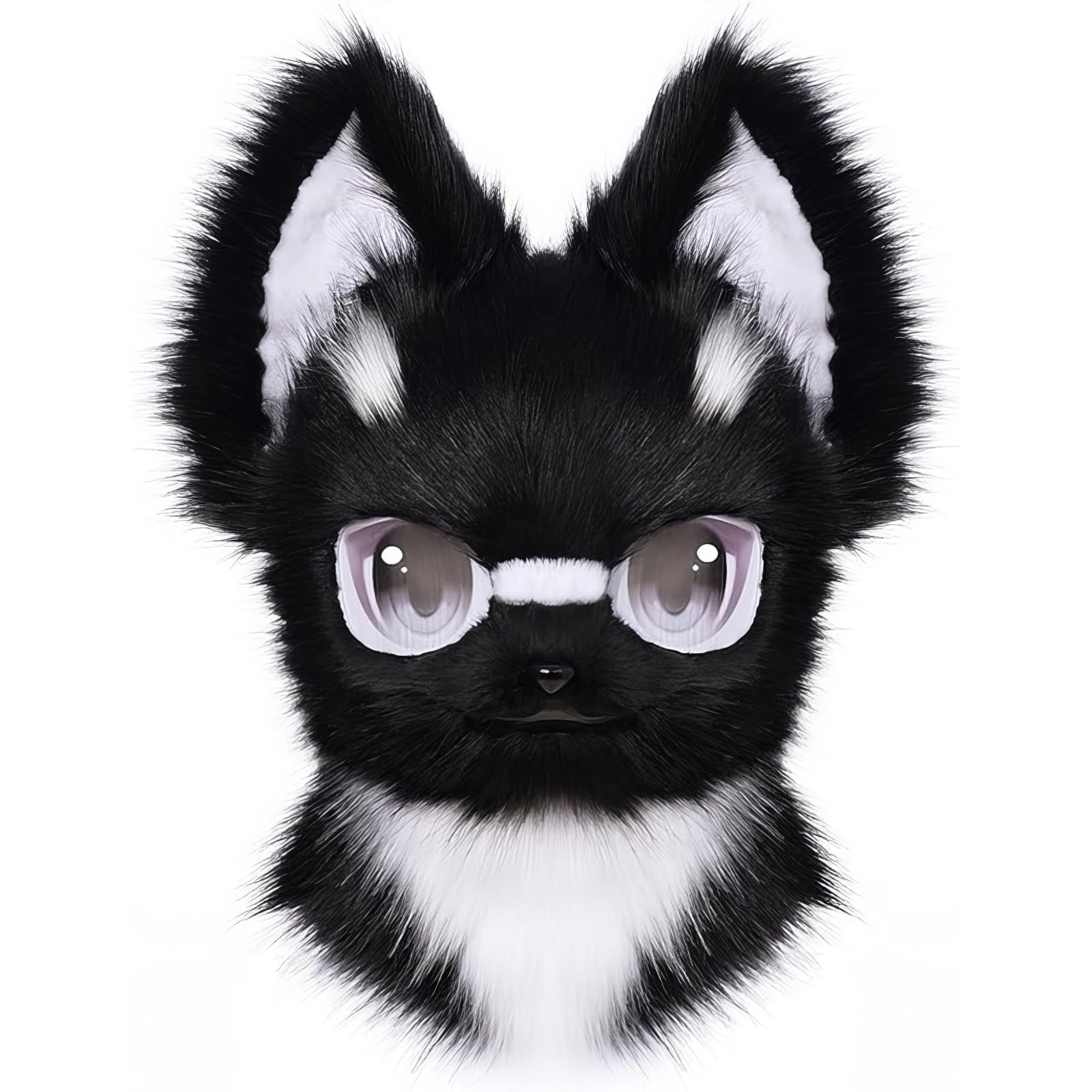 Rolamumu D Animal Fursuit Mask Furry Hea, Plush Cat Fox Realistic Fursuit Hea For Cosplay,Halloween/Festivals, Handmade(D)