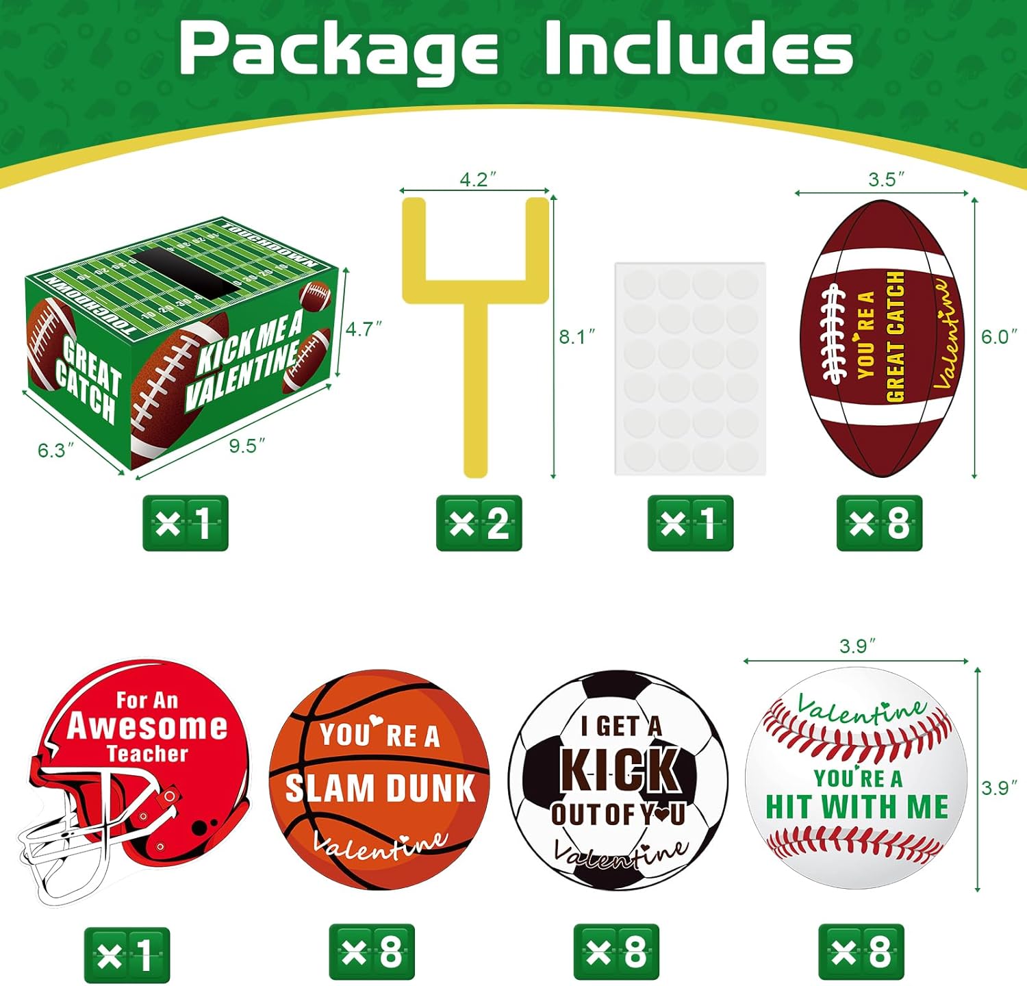 BAODLON Valentine Boxes for Kids - Football Valentine Day Cards for Kids School Classroom Party Favor Boys Girls Gifts Exchange & Greeting, Include1 Mailbox, 32 Valentine Cards, 1 Teacher Card Football theme