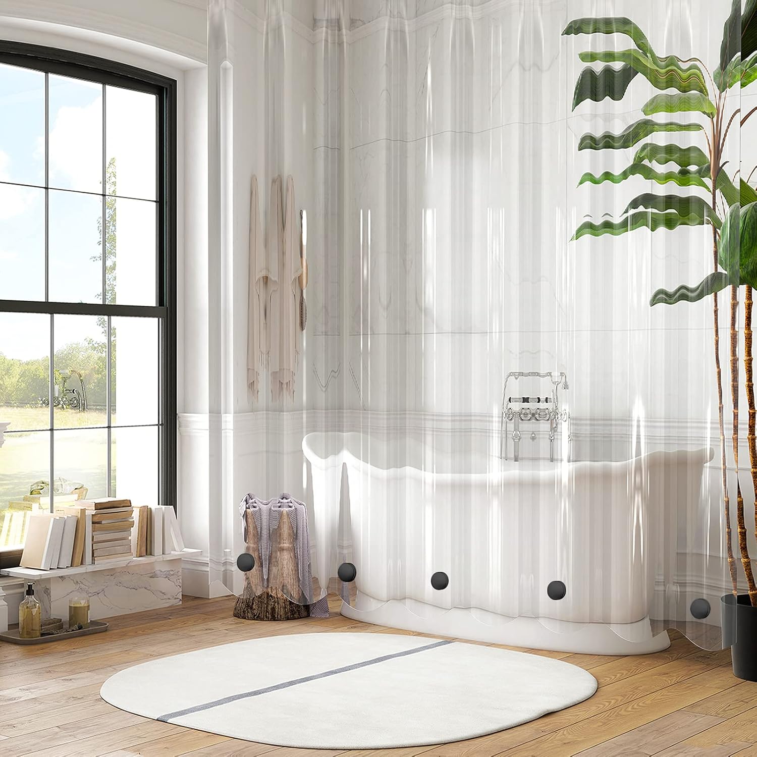 VANZAVANZU 10 Pairs Shower Curtain Weights, Silicone Wrapped Magnets, Heavy Duty Magnets Prevent Curtain Liner from Blowing, Rust-Free, Black