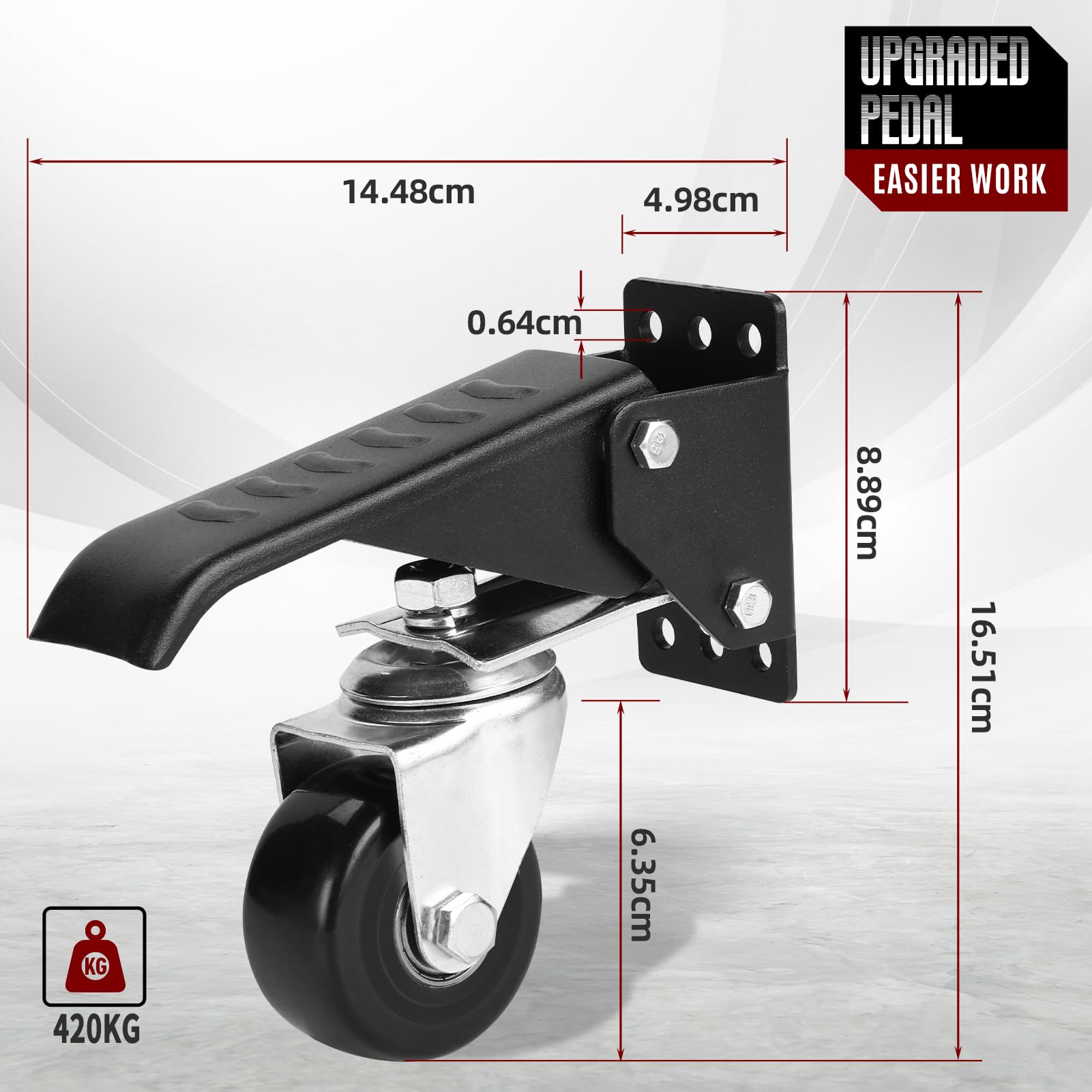 Yeabett Schwerlast-Räder 420KG, 4 Schwerlastrollen, seitlich montiert, Ganzstahlkonstruktion aus Urethan, Bonus-Installationsschablone, 4er-Pack