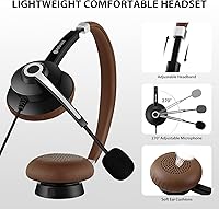 Vista 3 de Arama USB Headset with Microphone Noise Cancelling & in-line Call Controls, Ultra Comfort 3.5mm Wired Headset for Cell Phone, Computer Headset with