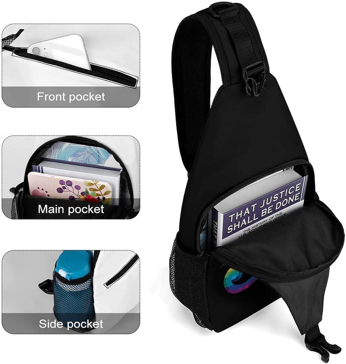 Egyptian Eye of Horuses Men Crossbody Sling Backpack Chest Bag | Travel Fanny Pack,Hiking Daypack,Print Shoulder Bags